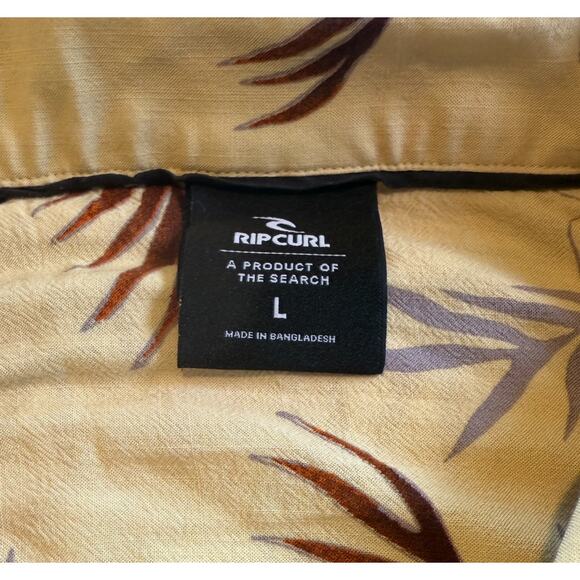 Rip Curl Surf Revival Short Sleeve Button Up Shirt Men’s Large Vintage Yellow - Picture 10 of 10